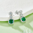 Marhabu S925 lab-created emerald halo drop earrings product image 2