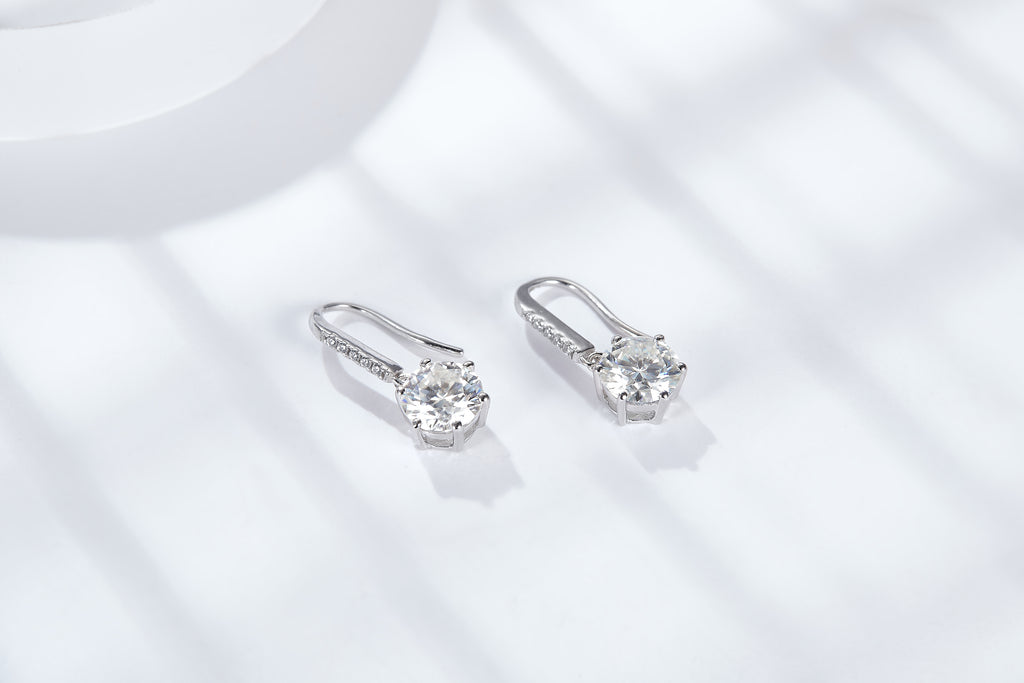 Moissanite Sterling Silver Drop Earrings at Marhabu - supplier image 3