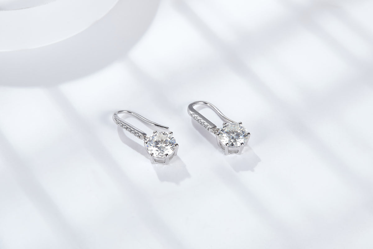 Moissanite Sterling Silver Drop Earrings at Marhabu - supplier image 3