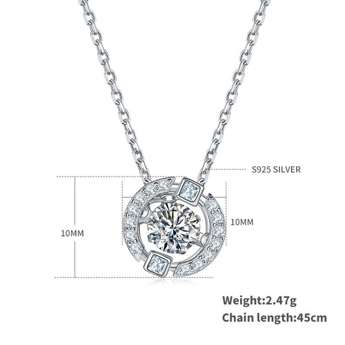 0.50 ct Moissanite Halo Necklace in S925 Silver by Marhabu, view 2