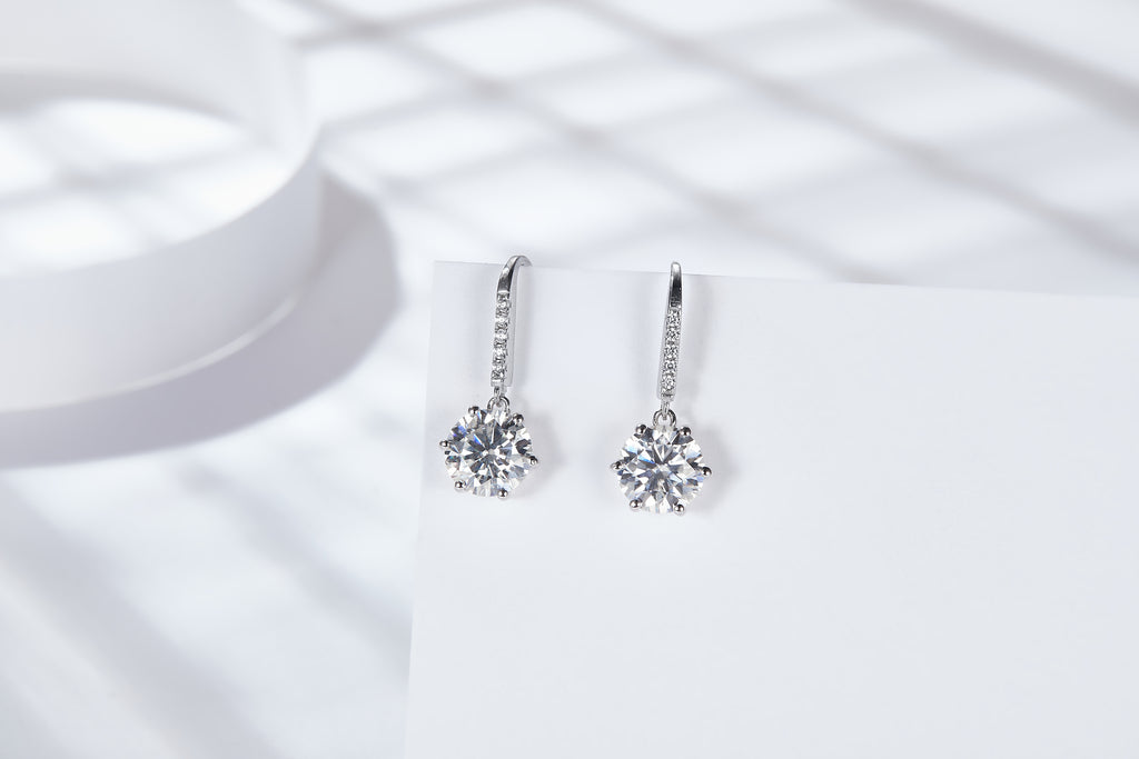 Moissanite Sterling Silver Drop Earrings at Marhabu - supplier image 2