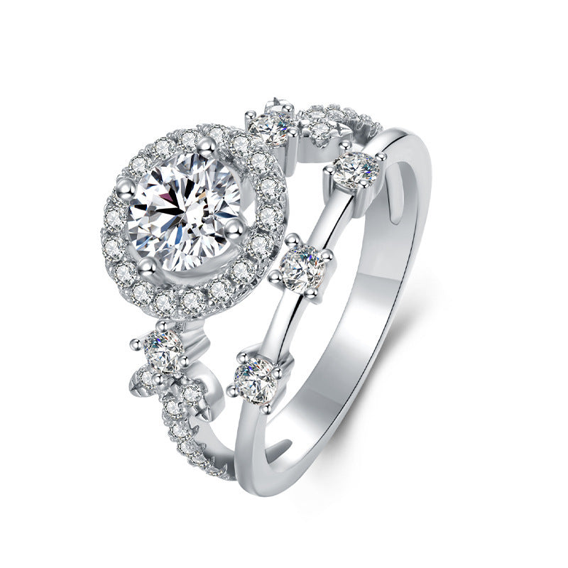 Star Halo 1ct Moissanite Bridal Ring Set at Marhabu - supplier image 1
