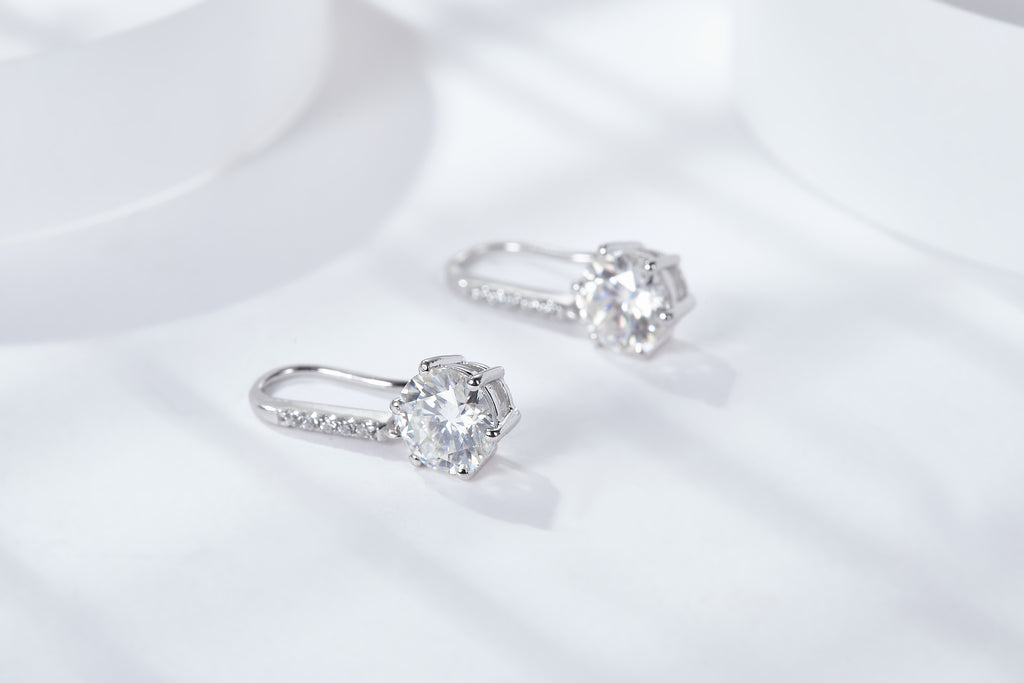 Moissanite Sterling Silver Drop Earrings at Marhabu - supplier image 4
