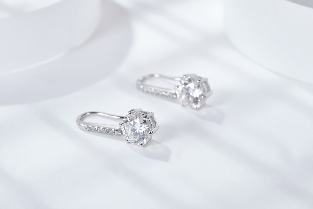 Moissanite Sterling Silver Drop Earrings at Marhabu - supplier image 4