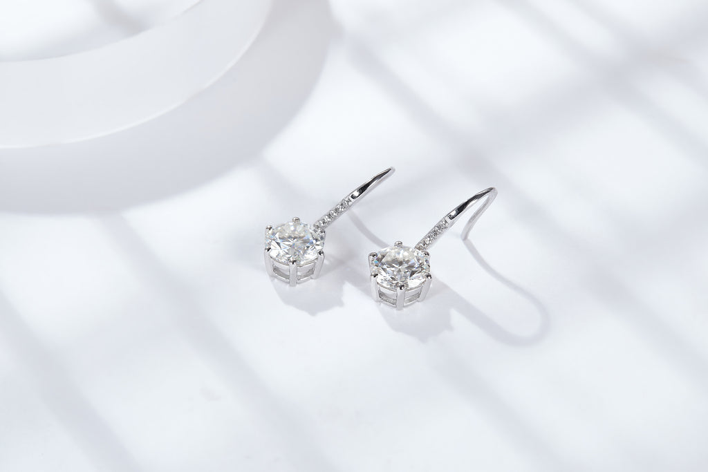 Moissanite Sterling Silver Drop Earrings at Marhabu - supplier image 5