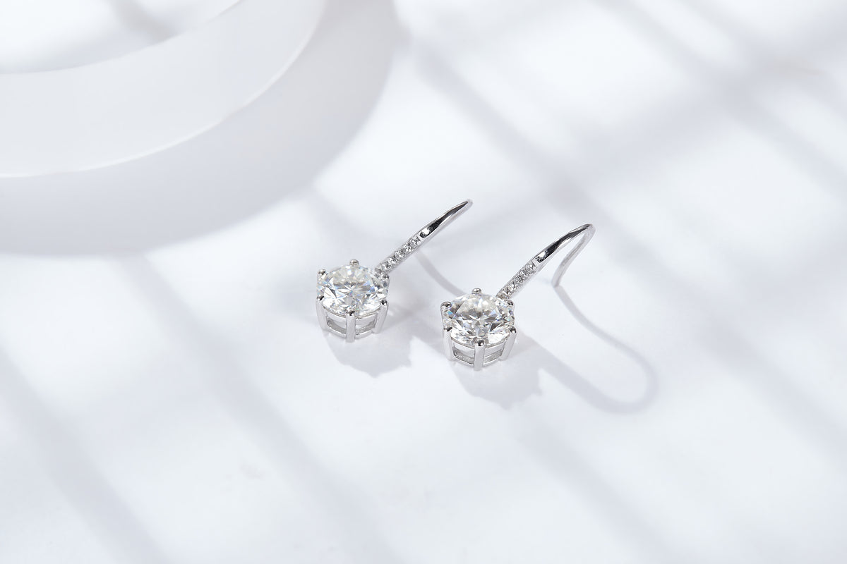 Moissanite Sterling Silver Drop Earrings at Marhabu - supplier image 5