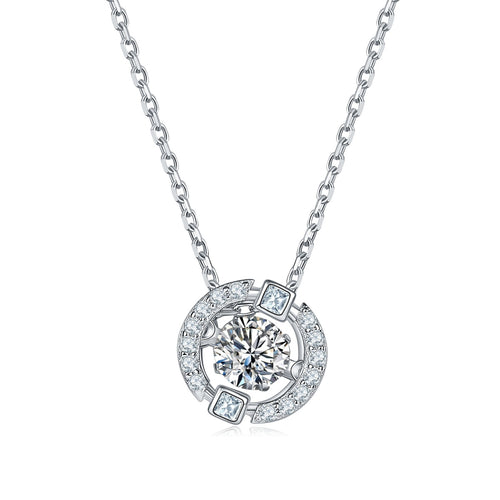 0.50 ct Moissanite Halo Necklace in S925 Silver by Marhabu