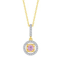 Blush Halo moissanite pendant necklace in gold-tone 925 sterling silver with pink center accent