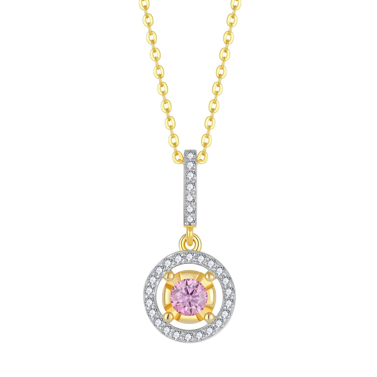 Blush Halo moissanite pendant necklace