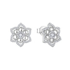 Celeste Floral moissanite stud earrings in polished 925 sterling silver