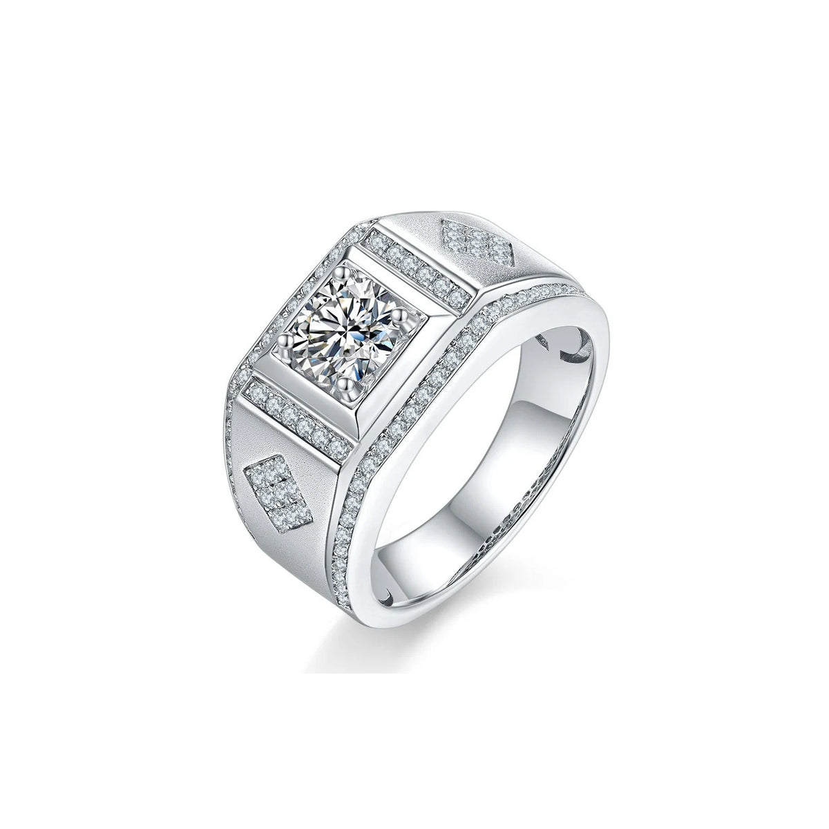 1 Carat Moissanite Men’s Wedding Ring – 925 Sterling Silver product view 2
