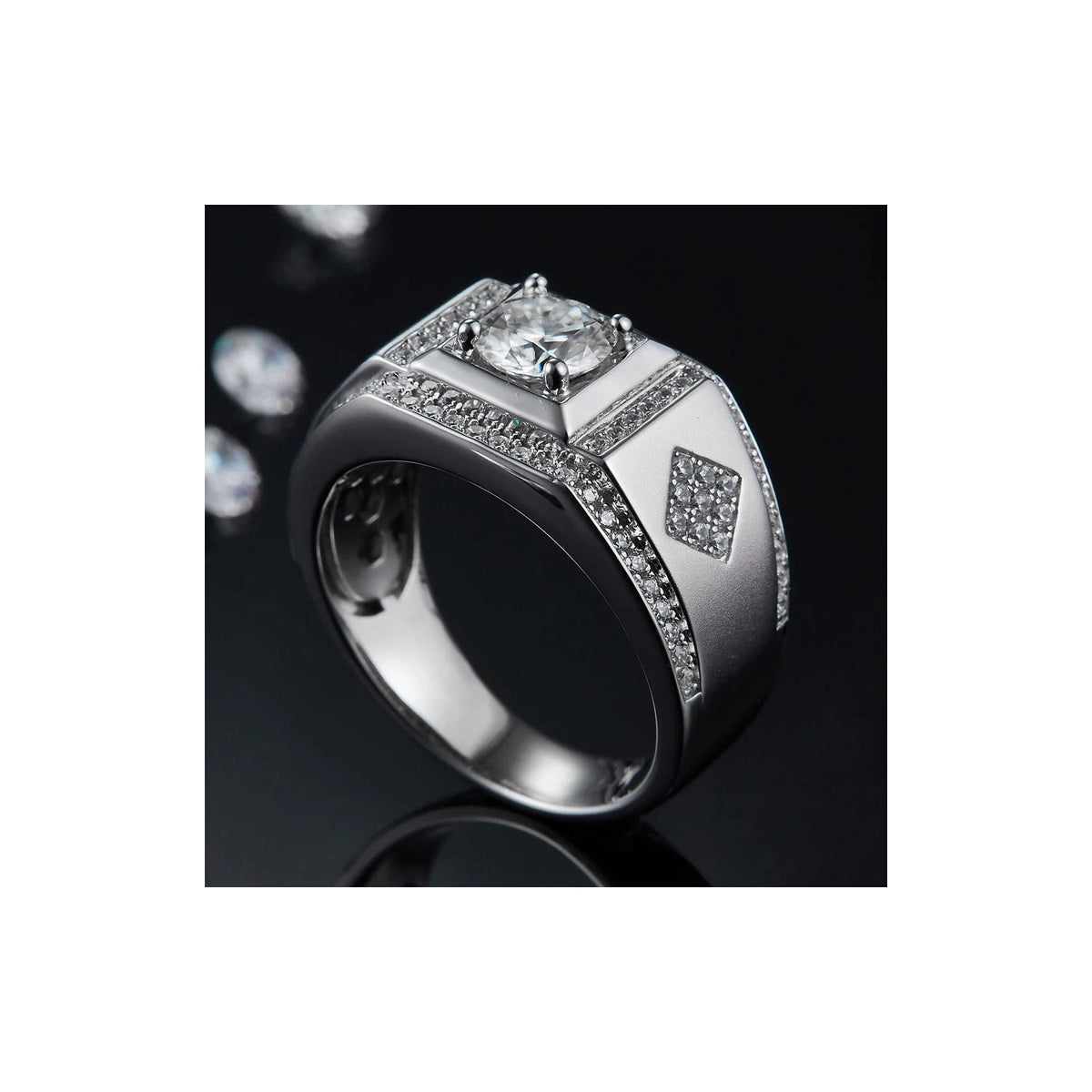 1 Carat Moissanite Men’s Wedding Ring – 925 Sterling Silver product view 3