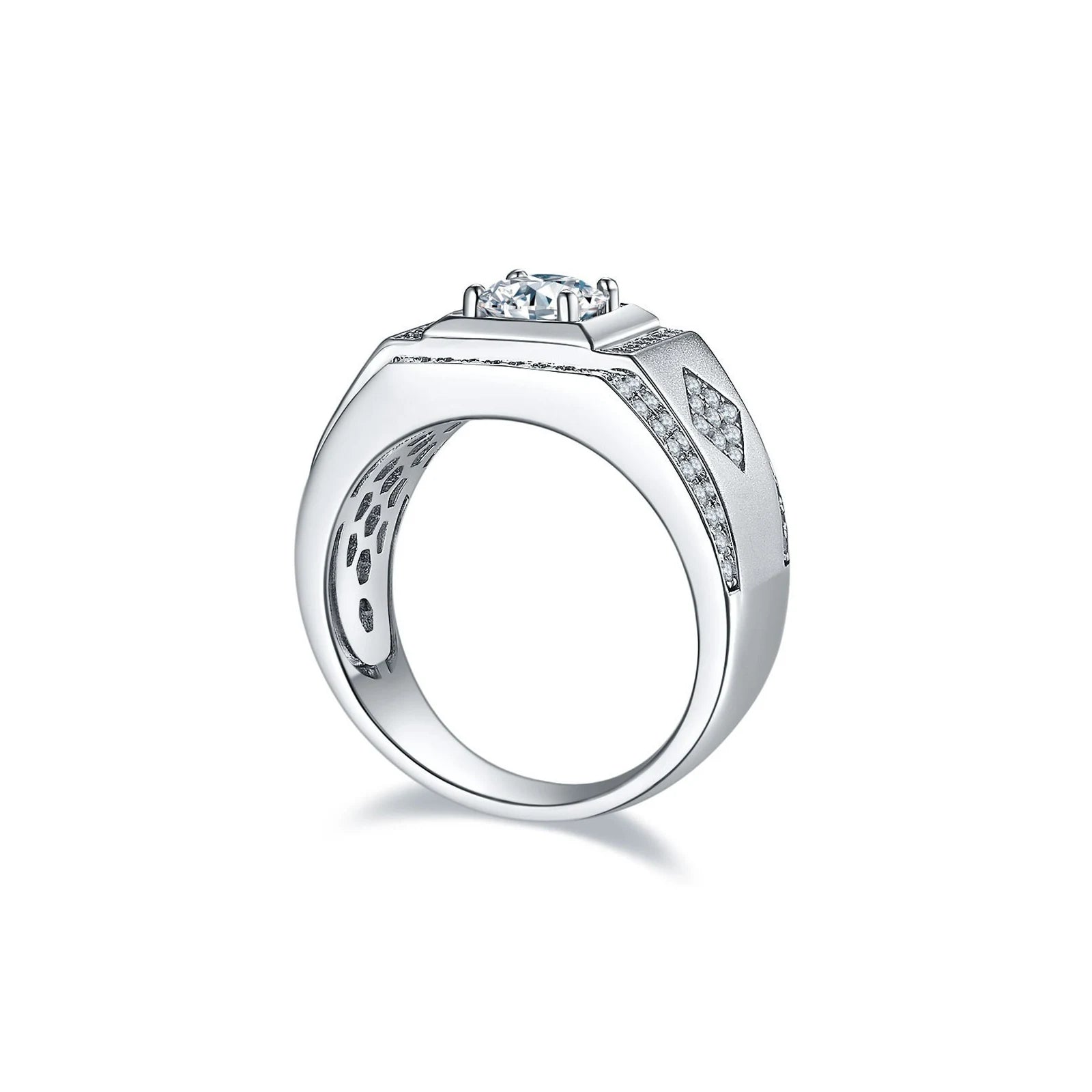 1 Carat Moissanite Men’s Wedding Ring – 925 Sterling Silver product view 4