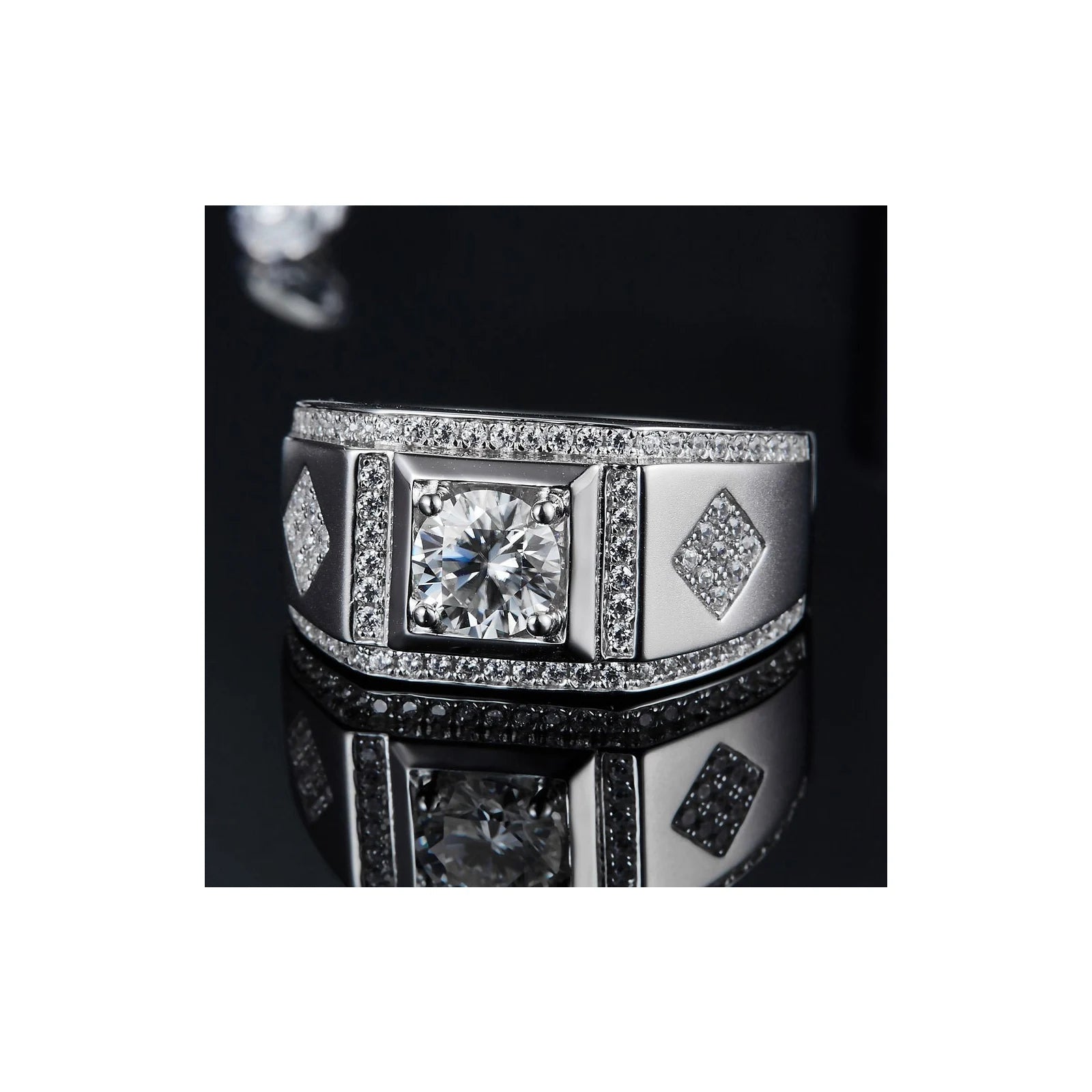 1 Carat Moissanite Men’s Wedding Ring – 925 Sterling Silver main product image