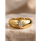 Marhabu gold-plated marquise moissanite ring lifestyle product view