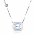 Marhabu S925 emerald-cut moissanite square pendant necklace on white background