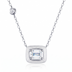 Marhabu S925 emerald-cut moissanite square pendant necklace on white background
